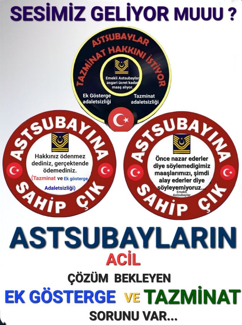 #EmekliyiBitirdiniz
#EmekliAstsubaylar 
Ek iş yapmak istemiyor. ‼️
Bu ayıbı düzeltin istiyor... 😡😡

<a href="/RTErdogan/">Recep Tayyip Erdoğan</a> 
<a href="/dbdevletbahceli/">Devlet Bahçeli</a> 
<a href="/avabdullahguler/">Abdullah Güler</a> 
<a href="/isikhanvedat/">Prof. Dr. Vedat Işıkhan</a>
<a href="/erkanakcay45/">Erkan Akçay</a> 
<a href="/AKPartiTBMMGrup/">TBMM AK Parti Grup Başkanlığı</a> 
<a href="/MhpTbmmGrubu/">MHP TBMM Grubu #MHP</a>
<a href="/iyipartitbmm/">İYİ Parti TBMM</a>
<a href="/chptbmm/">CHP TBMM Grup Başkanlığı</a> 
<a href="/CHPMuratBakan/">Murat BAKAN</a>
<a href="/tcsavunma/">T.C. Millî Savunma Bakanlığı</a>
<a href="/csgbakanligi/">T.C. Çalışma ve Sosyal Güvenlik Bakanlığı</a>

🇹🇷🇹🇷