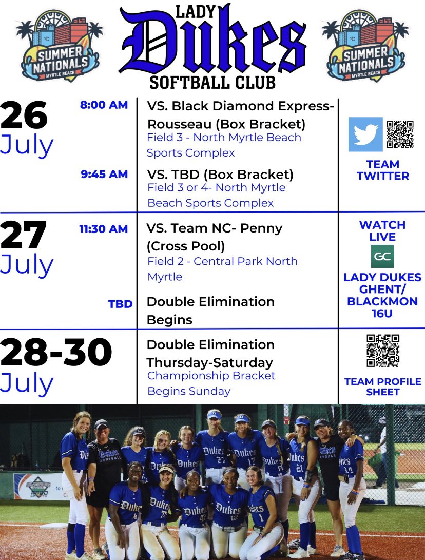 Avery Smith (@averysmith2024) on Twitter photo Come watch me and my team at the Summer Nationals in Myrtle Beach or tune into our GameChanger!! <a href="/LadyDukesGhent/">Lady Dukes Ghent/Blackmon 16U</a> <a href="/ValkyriesSB/">Converse University Softball</a> <a href="/CC_Koalas_SB/">Columbia College Softball</a> <a href="/SWUSoftball/">SWU Softball</a> <a href="/ErskineSoftball/">Erskine Softball</a> <a href="/AUtrojanssb/">Anderson Softball</a> Come watch me and my team at the Summer Nationals in Myrtle Beach or tune into our GameChanger!! <a href="/LadyDukesGhent/">Lady Dukes Ghent/Blackmon 16U</a> <a href="/ValkyriesSB/">Converse University Softball</a> <a href="/CC_Koalas_SB/">Columbia College Softball</a> <a href="/SWUSoftball/">SWU Softball</a> <a href="/ErskineSoftball/">Erskine Softball</a> <a href="/AUtrojanssb/">Anderson Softball</a>