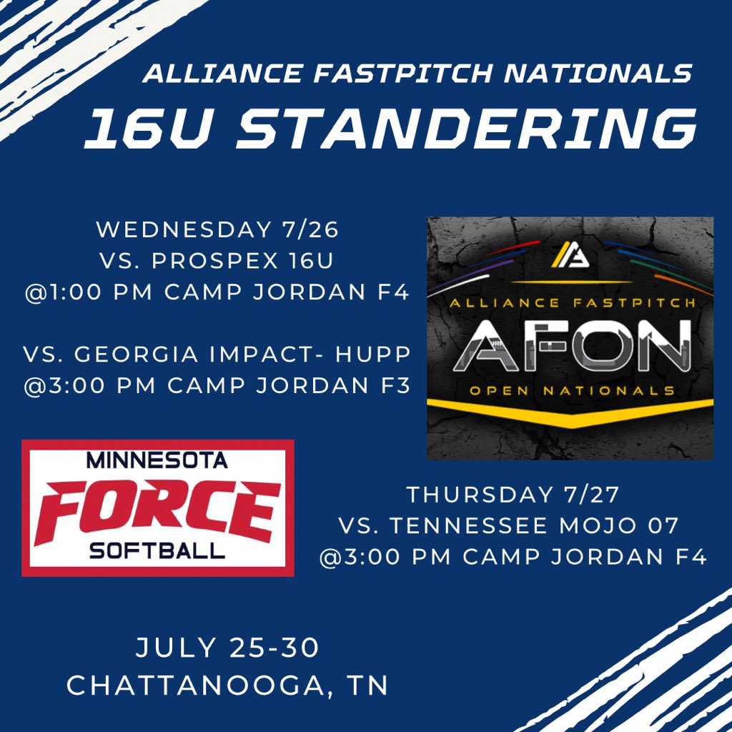 16U Standering traveling to Tennessee for AFON Nationals!  #championsforlife