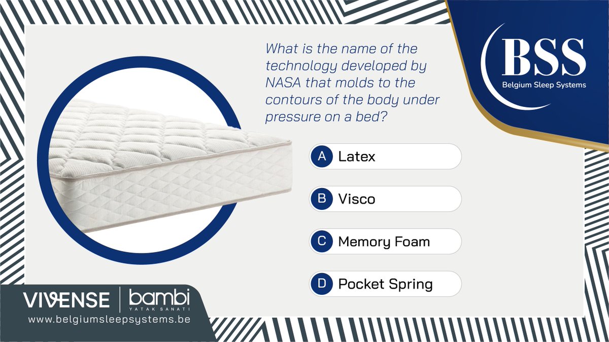 Do you know the name of the technology known as memory foam, which is also used in theaters, conference rooms, and recording studios? Bekir ATABEY Founder of BSS Benelux Distributor of BAMBI Bedding & VIVENSE Home #vivense #bambi #mattress #boxspring