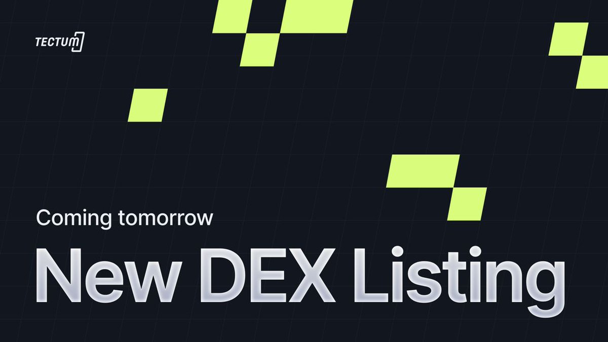 Huge Announcement! 

Today, we've partnered with one of the world's top 5 crypto exchanges! 

$TET, will go live on their DEX tomorrow! 

Stay tuned for tomorrow's official announcement to find out which CEX company this is!

#Tectum #DeFi #CryptoNews #Partnership #DEXLaunch