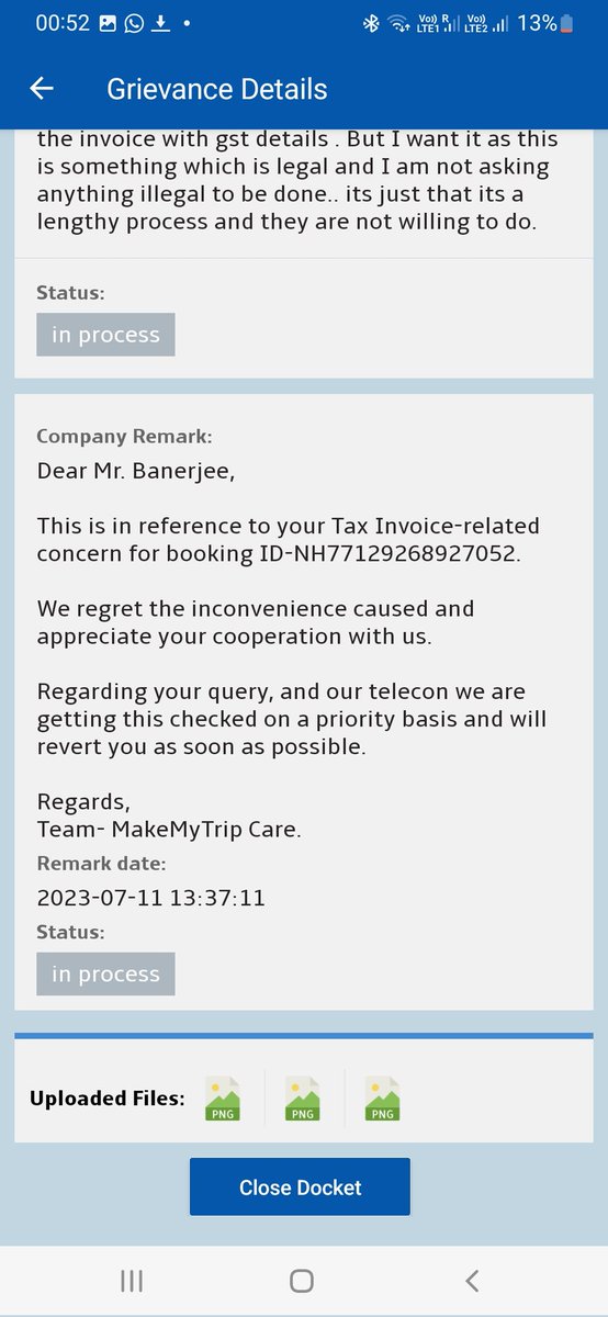 On 25th June, I booked a hotel named Pinaki Comfort Stay near Dadar through MakeMyTrip. I requested an invoice under my company's name upon checkout on 1st July.The hotel  took no responsibility,asking me to contact MakeMyTrip for the invoice with GST details.#UnsatisfiedCustomer