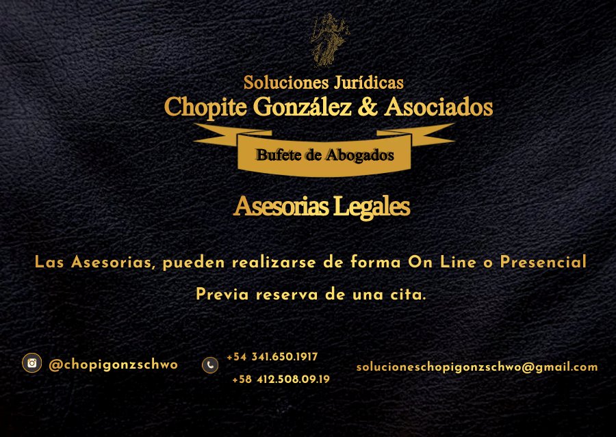 Saludos, en esta oportunidad comparto información del Bufete de Abogados Chopite González & Asociados.
#Servicios #BufetesdeAbogados #AsesoriasLegales
