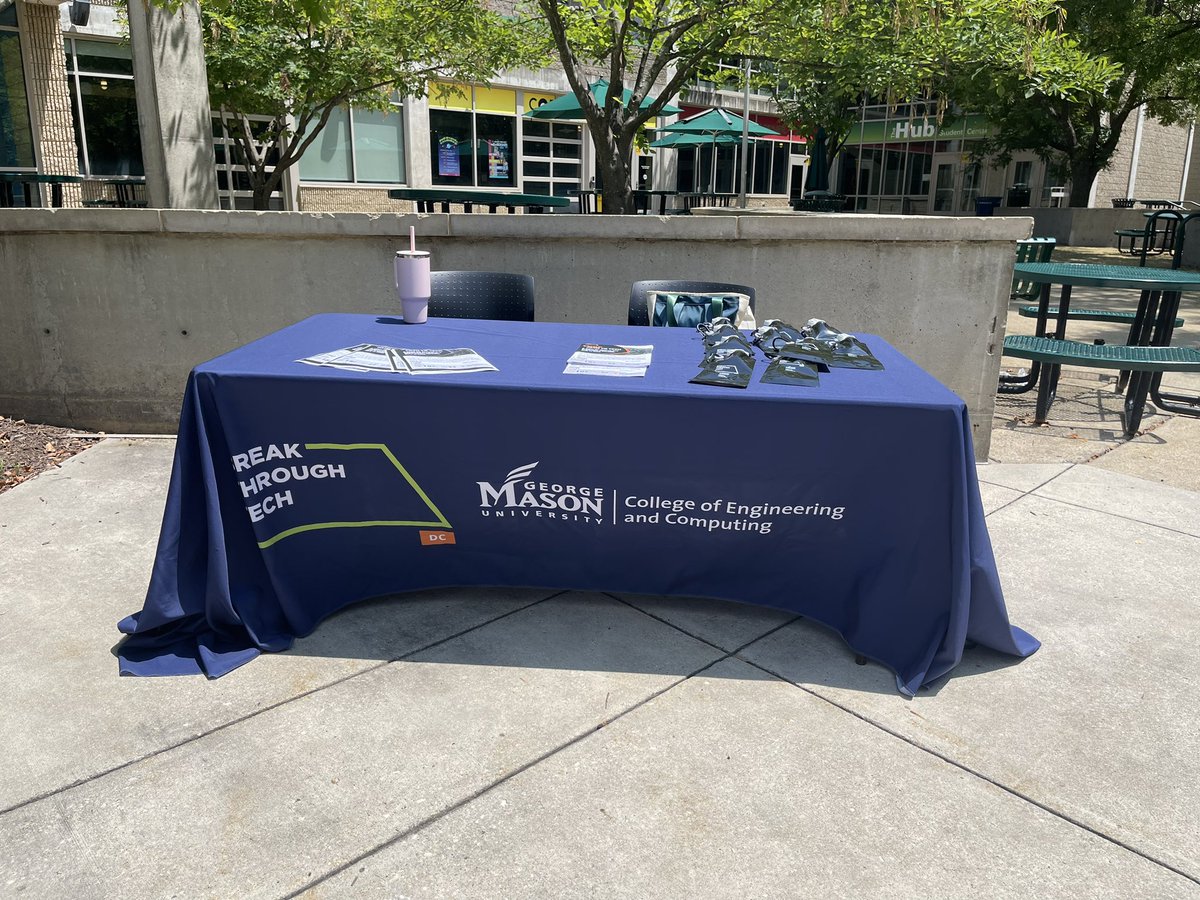 Come visit our <a href="/BrkThroughMason/">Break Through Tech Mason</a> booth in front of CornerPocket Mason Fairfax campus. Will be here until 1:30 pm. <a href="/GeorgeMasonU/">George Mason University</a> <a href="/Mason_CEC/">Mason CEC</a> #WomenInSTEM #womenintech #masonOrientation