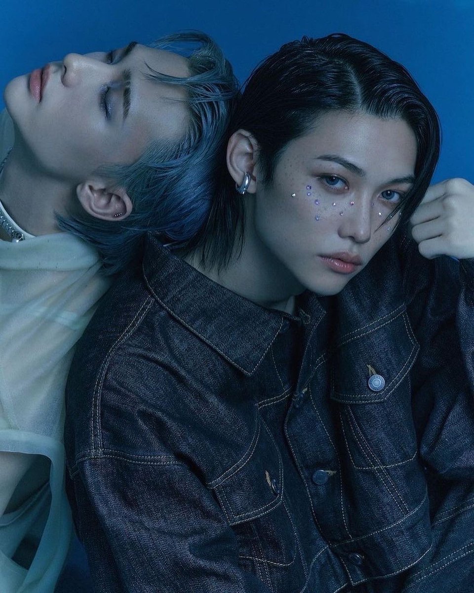 viraltakes's tweet photo. Stray Kids' Hyunjin and Felix's joint shots for fashion magazines over the years. https://t.co/kqsv1YZUYD