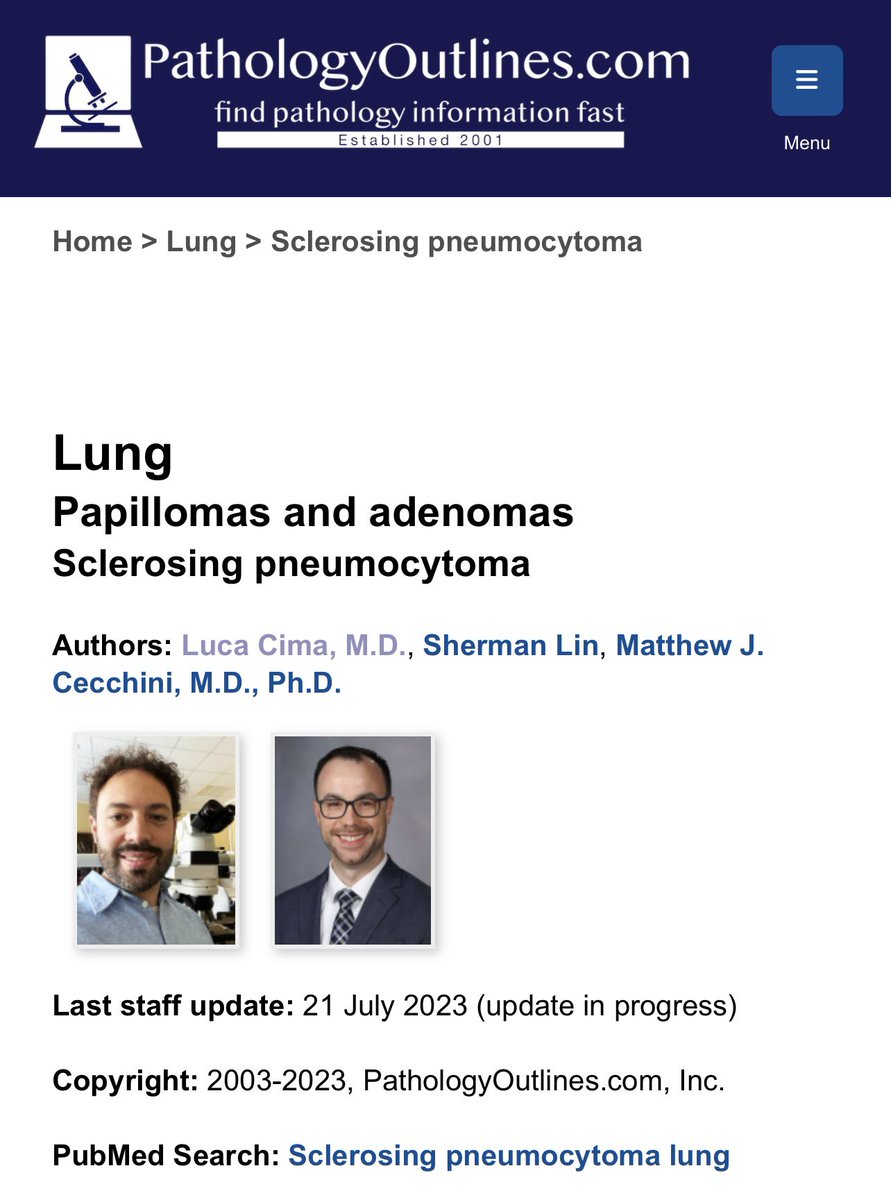 atman_ci's tweet photo. Pathology Outlines the first major free online resource for #pathologists, a big revolution in #pathology #education 
It was great to contribute to its update in #LungPath #PulmPath 
A huge thank to @Path_Matt and @PathShermanoma 
-https://t.co/J65KMsDnFe
-https://t.co/IE7E5ZFFwH https://t.co/anFhnVyXib