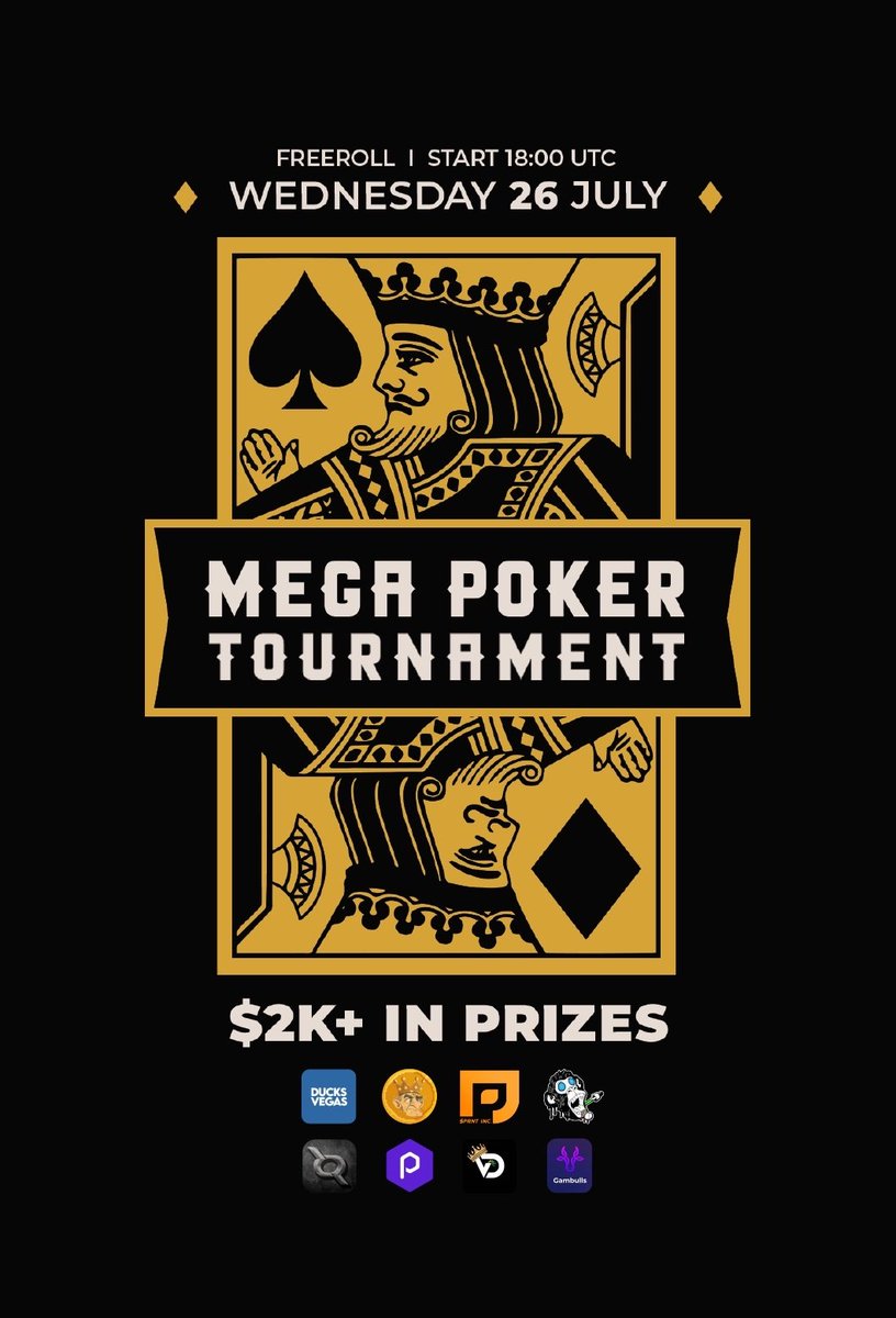 Come join us and 8 other incredible projects for a huge poker collab hosted by <a href="/DucksVegas/">DucksVegas</a> and featuring large amounts of @KINGcoinsol $KING and $PRNT from <a href="/printonsol/">$PRNT</a>  given out as well. Over $2k in prizes!