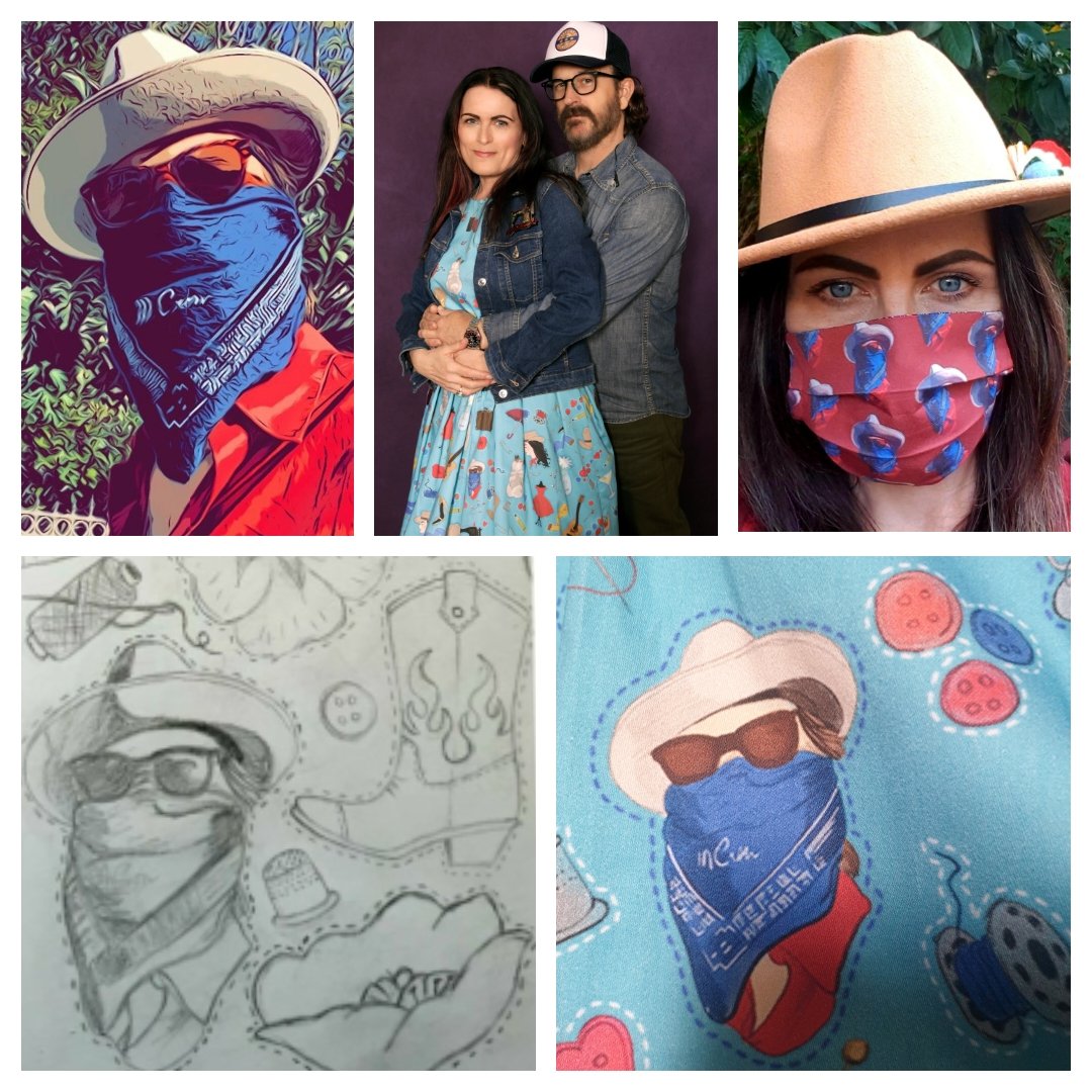 rainmakercraft's tweet photo. I fell so hard for this @dicksp8jr selfie the second he posted, there was really only one choice of fabric for my first custom mask.
Rich has one too. The dress, he skipped 😅, but a rendition of the selfie is featured in my hand drawn design.
#NationalThreadTheNeedleDay https://t.co/ebja2TGsaN