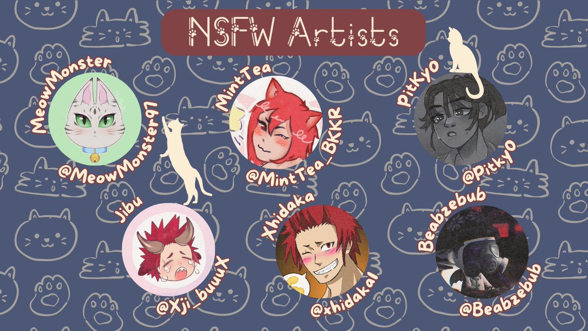 🐱 Let's take a look at some of our spicy kitties!

Let's welcome MeowMonster: <a href="/MeowMonster97/">MeowMonster/Megan💚</a> , MintTea: <a href="/MintTea_BKKR/">Mnty</a> , PitKyo , @Pitkyo , Jibu: <a href="/Xji_buuux/">‧⁺✧Jibu♡ | Slow🥹🤍</a> , Xhidaka: <a href="/xhidaka1/">XHidaka⚙️💥|@selfdoubt</a> , Beabzebub: <a href="/beabzebub/">𝔅𝔢𝔞𝔟𝔷𝔢𝔟𝔲𝔟</a>  to our team of phenomenal artists!