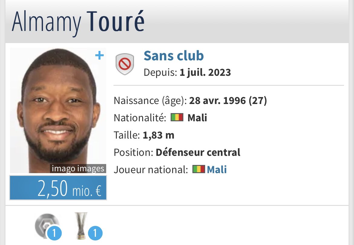 Almamy Touré, joueur de Francfort la saison passé est actuellement sans club. Il est déjà passé par la ligue 1 et parle français…👀🔥