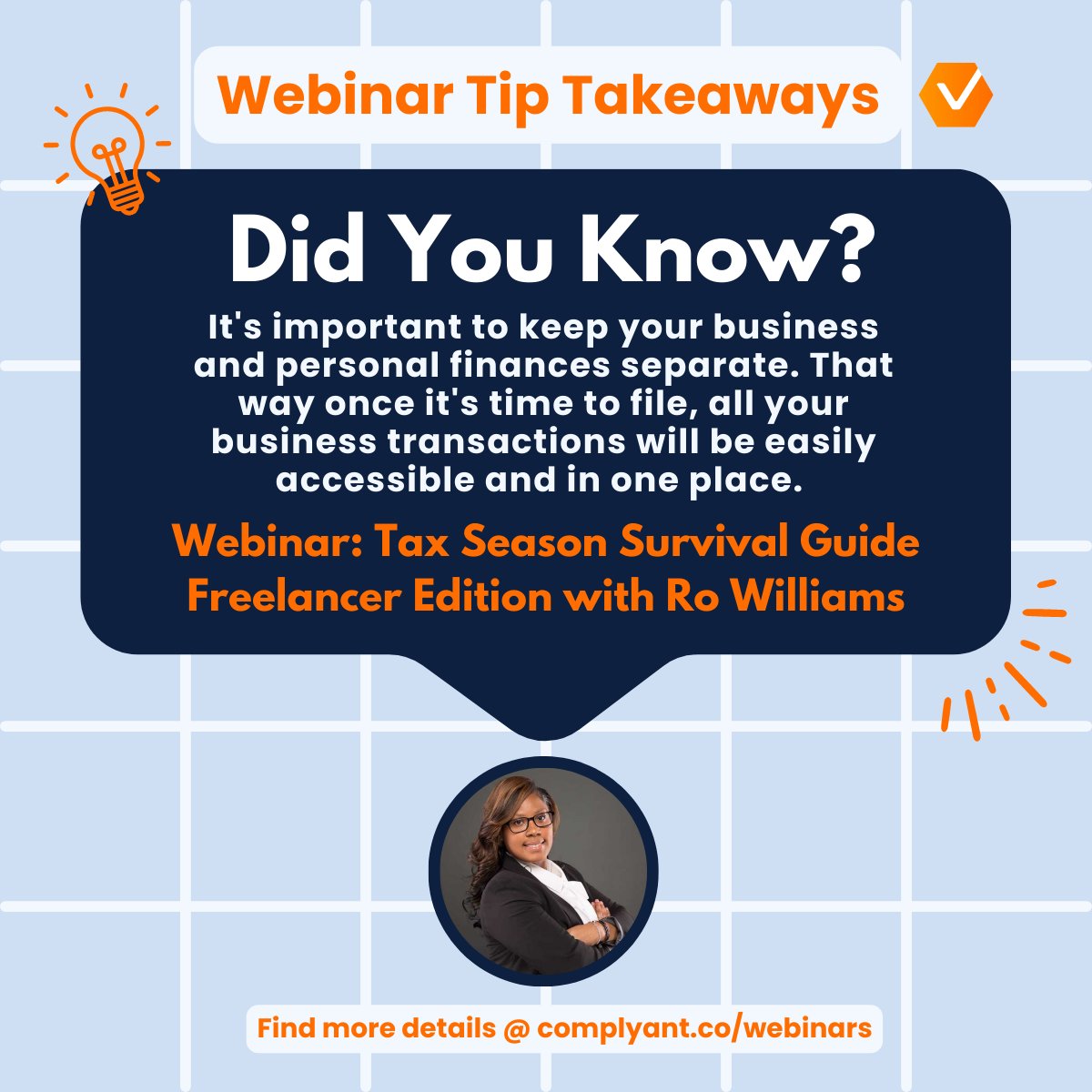 If you're thinking about starting your own business, one of the first things you want to do is separate 👏 those 👏finances 👏 Trust us when we say it will make your life so much easier when filing your taxes! #taxtips #freewebinar