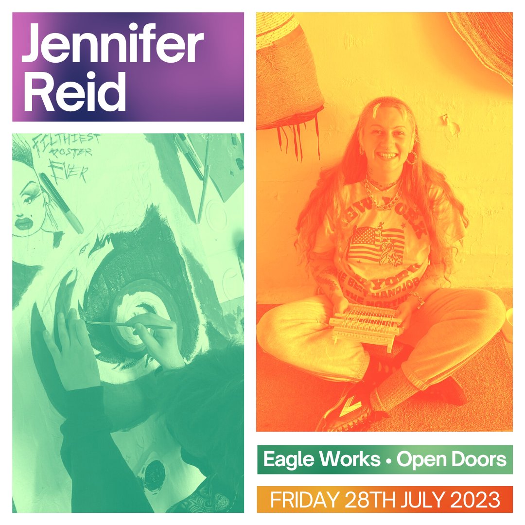 Say hi to @jenniferballads! Jennifer is a performer of nineteenth-century Lancashire dialect and Victorian broadside ballads. She's also a skilled maker and often hosts crochet/weaving workshops! Meet her this Friday at our Eagle Works Open Doors event! 🎉 ewopendoors.eventbrite.co.uk