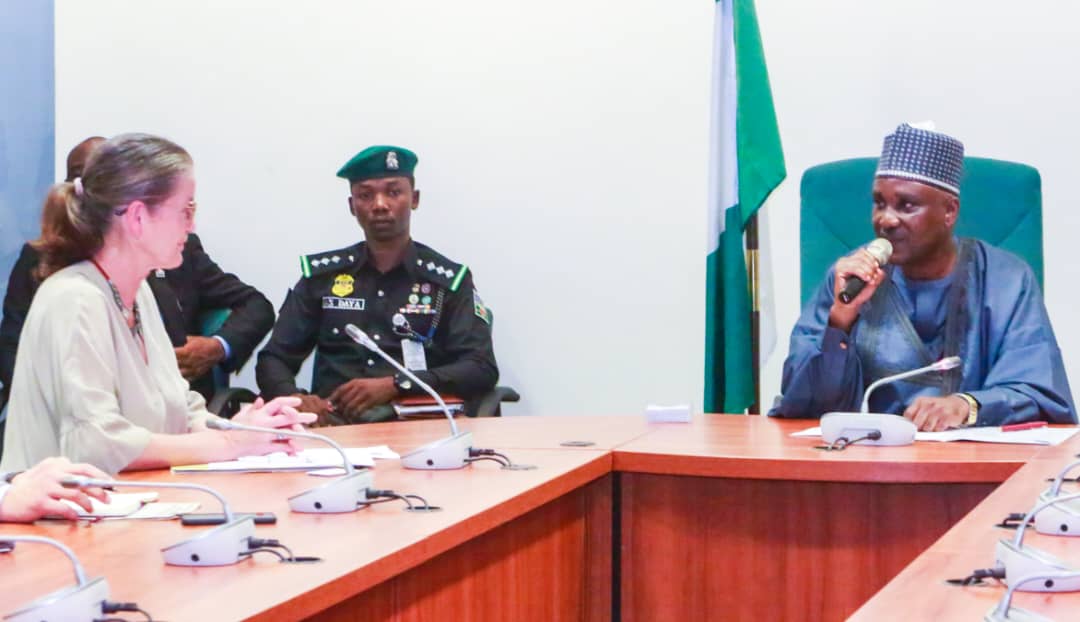 Danshehu17's tweet photo. The Speaker, House of Representatives, Rt. @HonTJAbbas, Ph.D addresses the German Ambassador to Nigeria, Amb. Annet Guenther during a courtesy visit to the Speaker at the @nassnigeria on Tuesday, July 25th, 2023.

Photo: Speaker's Office https://t.co/yq1iHTJ0lO