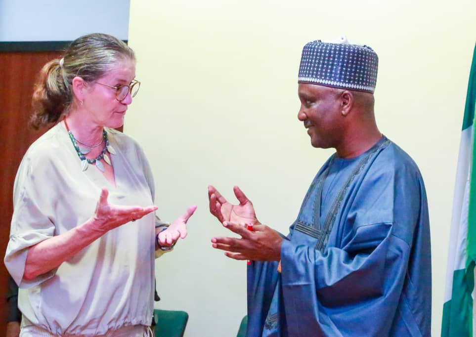 Danshehu17's tweet photo. The Speaker, House of Representatives, Rt. @HonTJAbbas, Ph.D addresses the German Ambassador to Nigeria, Amb. Annet Guenther during a courtesy visit to the Speaker at the @nassnigeria on Tuesday, July 25th, 2023.

Photo: Speaker's Office https://t.co/yq1iHTJ0lO