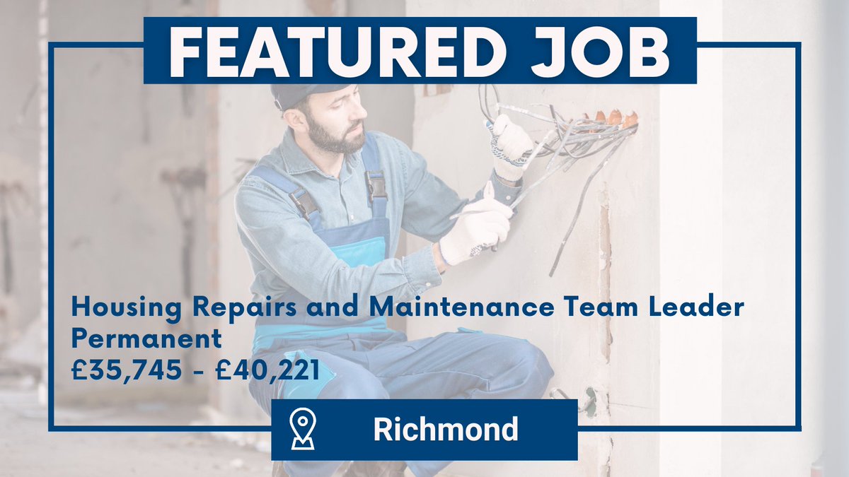 NycjobsUk's tweet photo. 🛠️Are you a qualified tradesperson looking for a permanent leadership role?
We are looking for a Housing Repairs and Maintenance Team Leader to join our Housing Services Team.
Apply now: https://t.co/sSIacgtKN5
#Houserepair #Trades #RichmondJobs #Hiring #Construction https://t.co/iq9G7N183Z