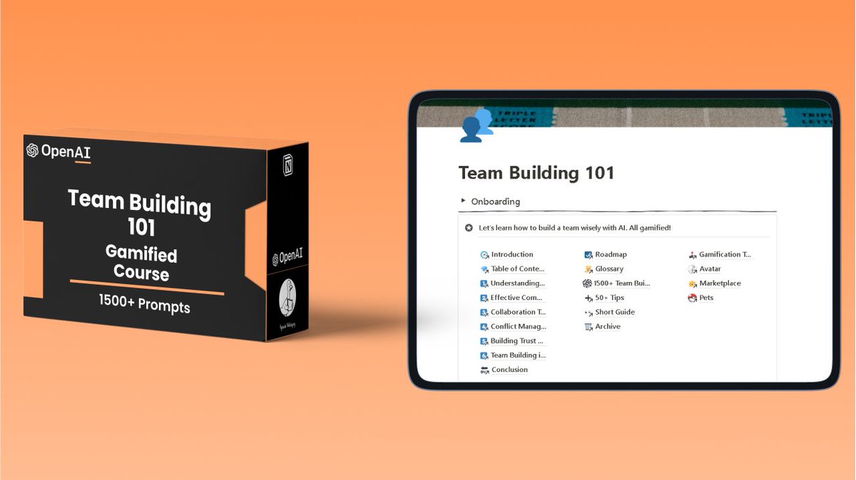 TheVeller's tweet image. Building a team is key for scalability.

But most people don't know how to do it.

That's why I built Team Building 101:

• 1,500+ prompts
• 10+ videos
• 5+ lessons

For the next 24 hours only, it's FREE!

Just:

• Follow
• Like &amp;amp; share
• Reply "team"

I'll DM you.