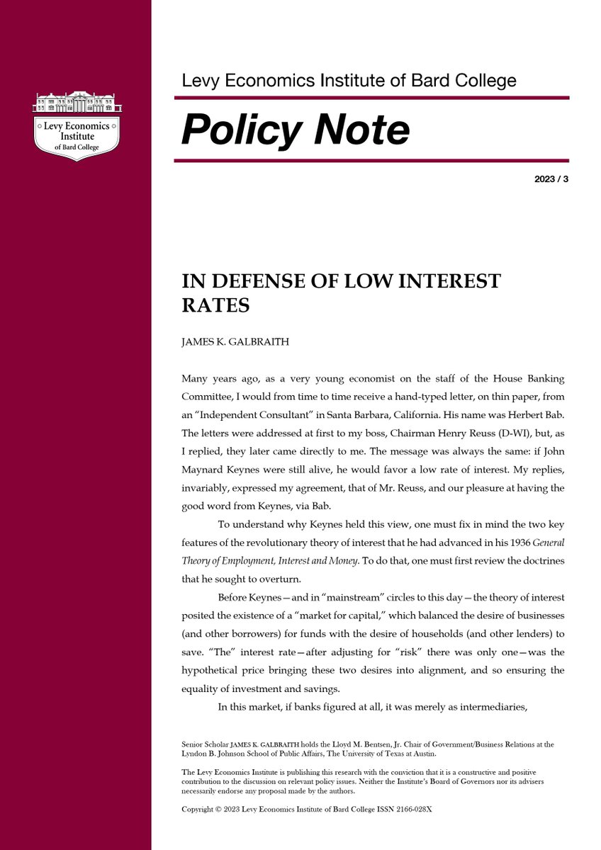 In Defense of Low Interest Rates. 
levyinstitute.org/publications/i…