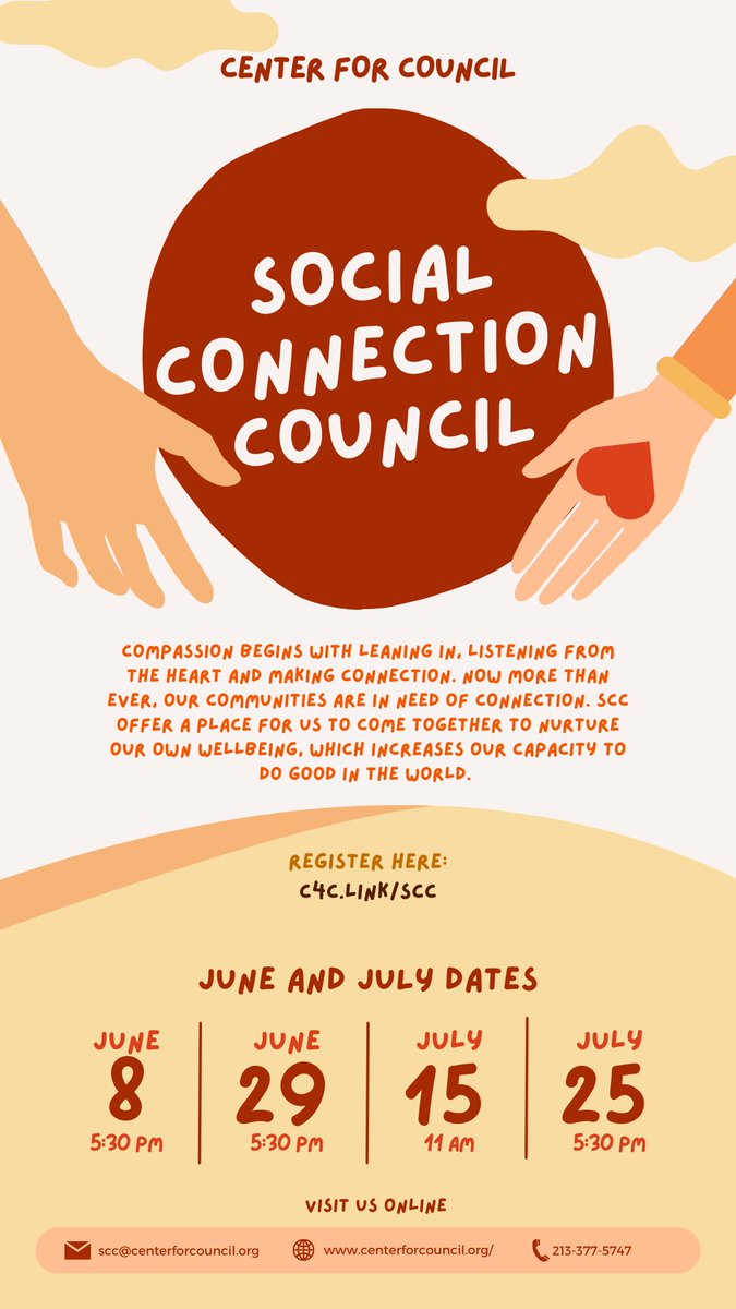 Final Social Connection Council date of July is here! Register at c4c.link/scc

Use code "FIRSTTIME" to waive the donation.