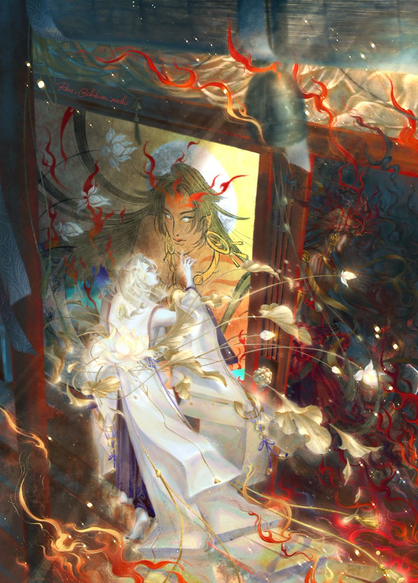 #inmyheartbook
Posting the full artwork made for <a href="/inmyheartBook/">The Man in My Heart | Onmyoji FANBOOK</a>!
It was one of my favorite pieces from last year~ please give some love to the zine and the couple 🥰🥰🥰
#修帝 #asutai