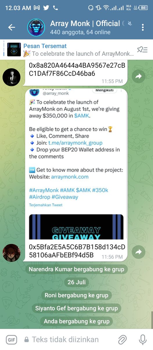 KadangPelupa's tweet image. impressed and good I like the features offered by the team, as a user I feel very comfortable and confident that this project can reach the expected point together!🚀🚀🤩
0x2C80B5E71EFBB400B3eA09F3c01643Fe354517CE
#ArrayMonk #AMK $AMK #350k #Airdrop #Giveaway