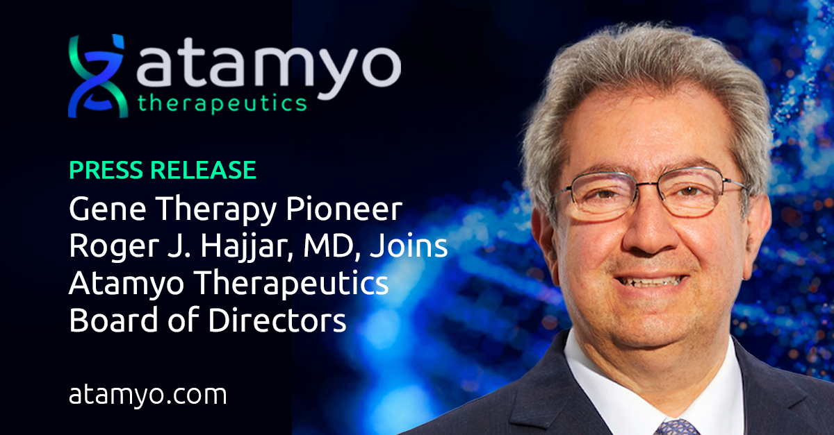 AtamyoTX's tweet photo. @atamyotx announces appointment of Roger Hajjar, MD, Dir of the Gene and Cell Therapy Institute of @MassGenBrigham to it’s Board of Directors. Dr. Hajjar is a gene therapy pioneer and internationally recognized scientist. https://t.co/jFs1Rb1Fmx  #genetherapy #LGMD https://t.co/TNszt4AWay