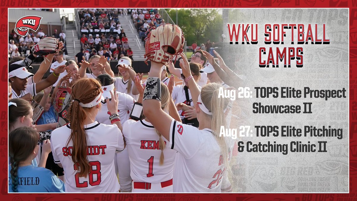 Come work with the best of the best on The Hill next month! 

WKUSoftballCamps.com 

#GoTops