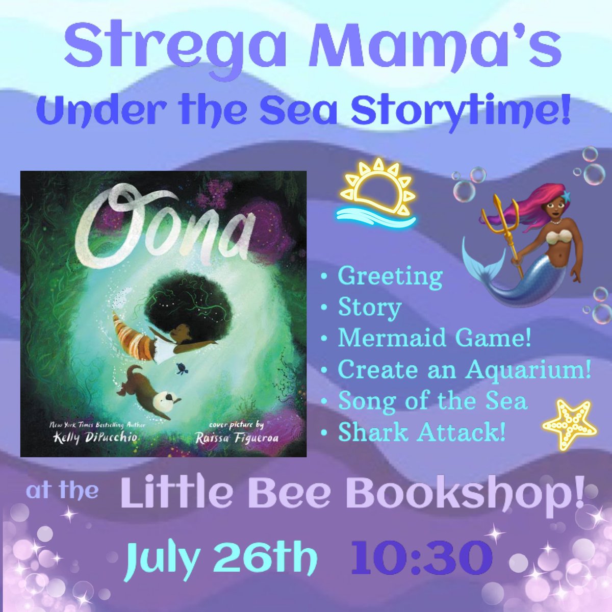Strega_Mama's tweet photo. 🪸🐚 Join @Strega_Mama in SHELL-ebrating summer together with a Mermaid Storytime at the @bee_bookshop ! 🧜🏾‍♀️ Tomorrow at 10:30! 🌊📚 We’re going to make a SPLASH! https://t.co/wvHRmHijjA