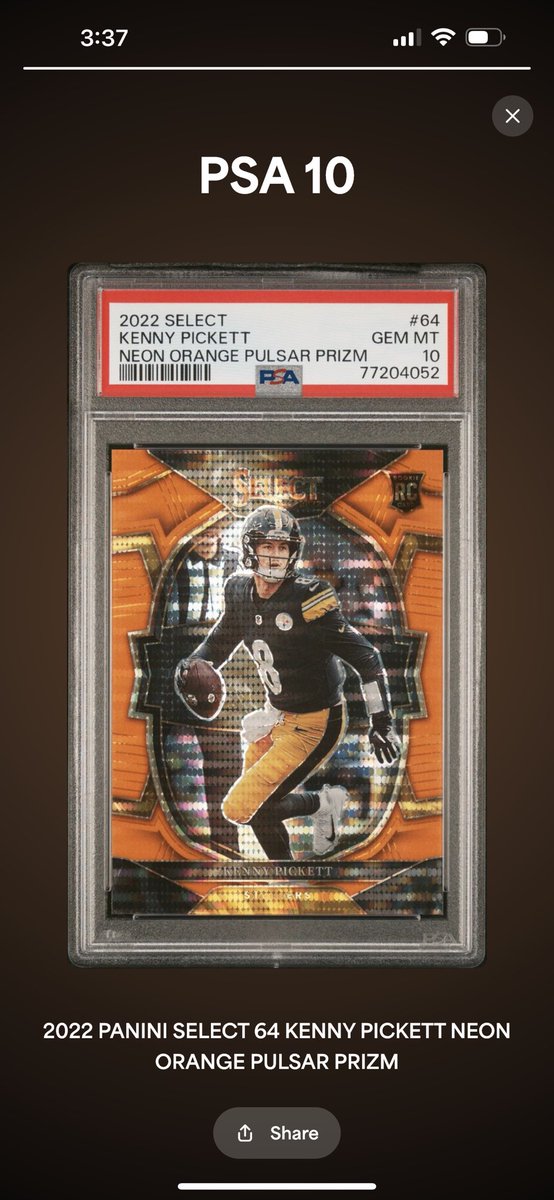 GS_SportsCards's tweet photo. 2022 Panini Select Kenny Pickett Neon Orange Pulsar Rookie RC FOTL Exclusive 5/7 PSA 10

@PSAcard 
#panini #paniniamerica #whodoyoucollect     #pittsburghsteelers #Steelers #rookiecard #sportscards #footballcards #psagraded #psacard #PSA #thehobby https://t.co/cdjUlceQEu