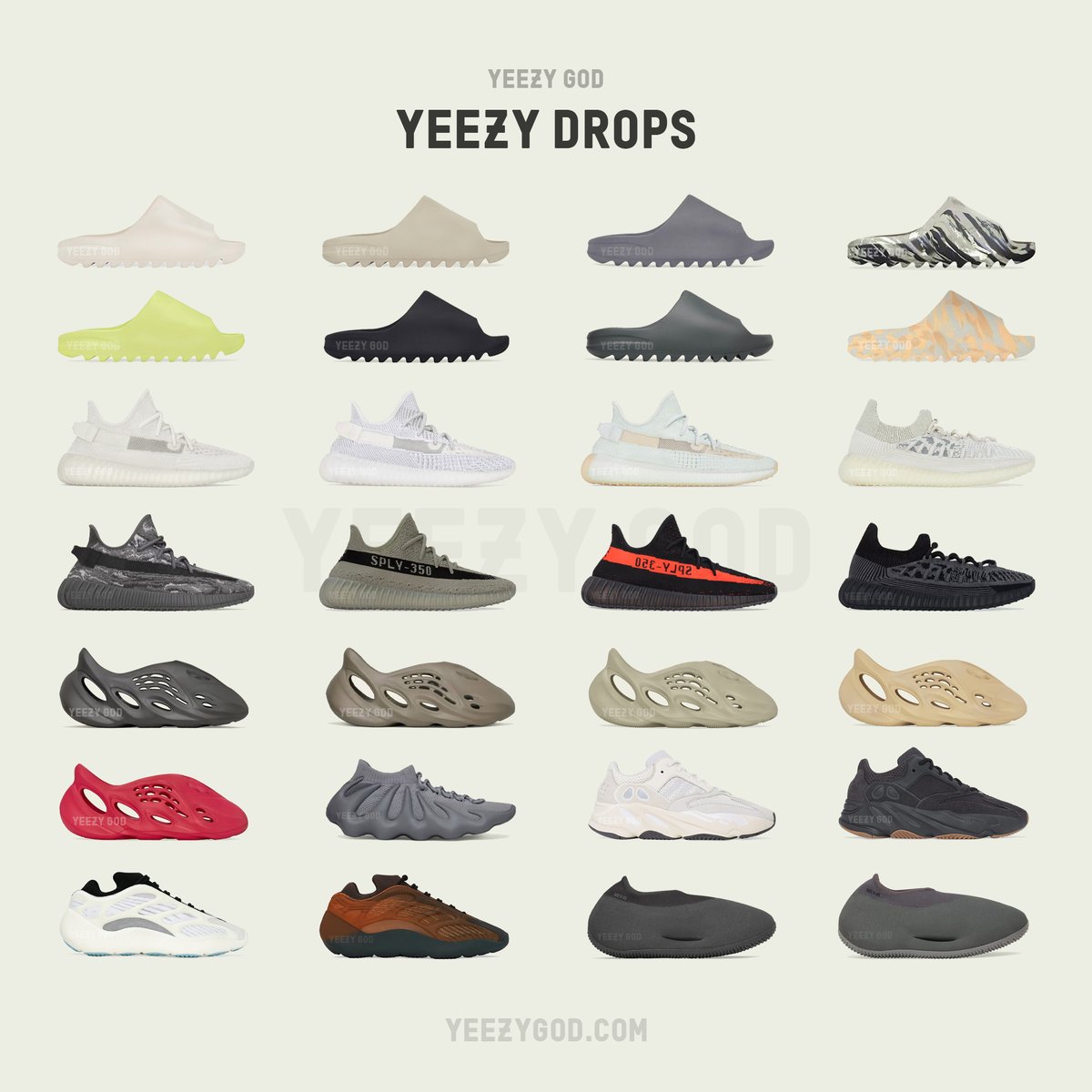 gunnertierno's tweet photo. YEEZY DROP FULL LIST https://t.co/rCPEJXaWnd