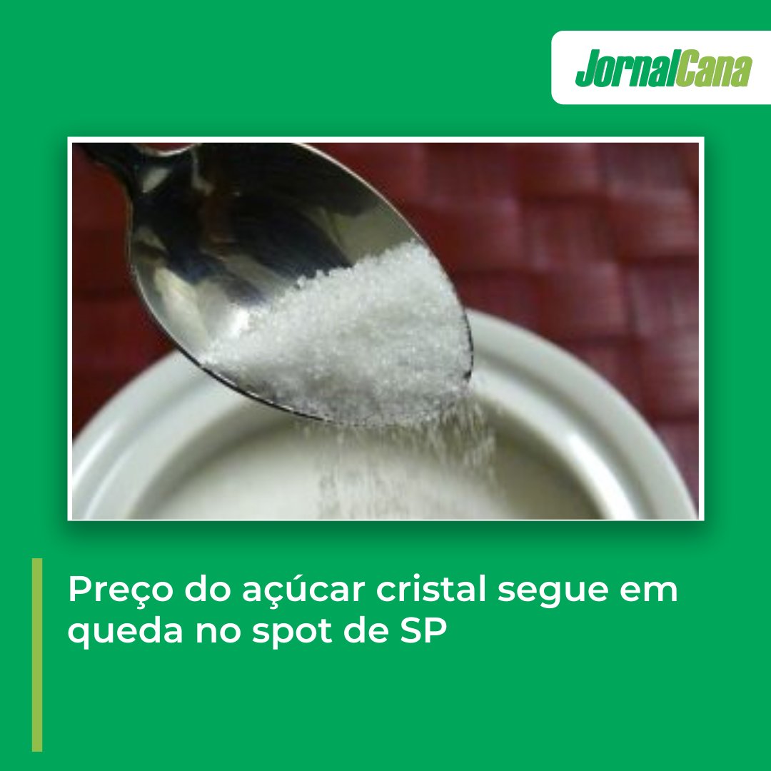 Preço do açúcar cristal segue em queda no spot de SP

👉 mla.bs/0258e5d0

#preço #spot #jornalcana #cananews #noticiadodia #canadeacucar #procana