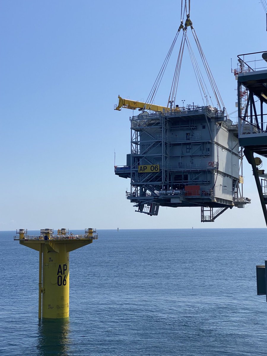 Liftoff! Major milestone today as the #BuildingSouthFork team is installing the first American-made offshore wind substation at its perch offshore. 350+ workers across 3 states supported the construction of this U.S. first that will deliver clean energy to the Long Island grid.