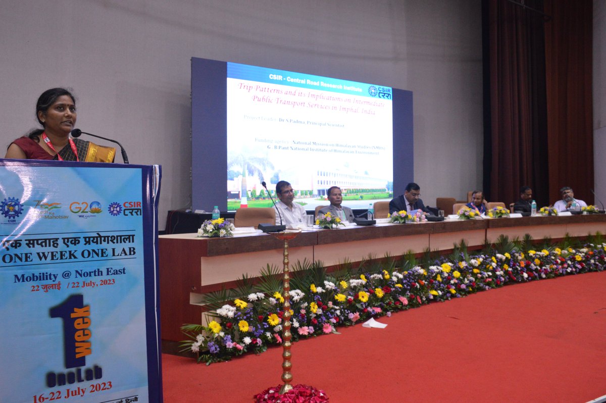 CSIRCRRI's tweet photo. On the 7th & last day of #OneWeekOneLab in #Shillong, Dr. S. Padma's analysis of #TripPatterns & their impact on #publictransport in #Imphal was enlightening. Understanding #travelbehavior helps in better planning!
#TransportationPlanning #CSIRInnovates #IPConclave2023 #OWOL https://t.co/UPDuAeQBTR