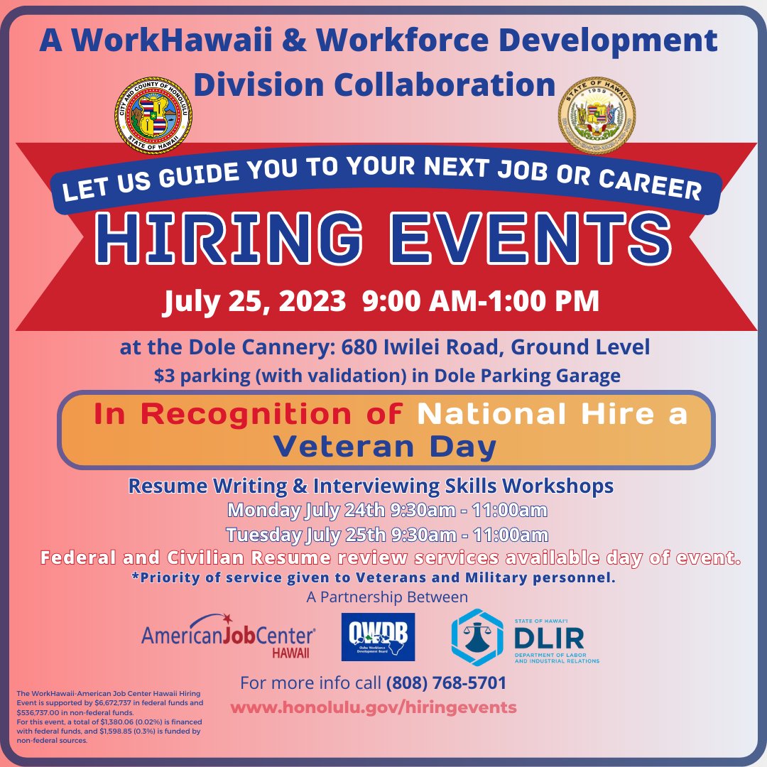 Come see us at the WorkHawaii Job Fair at Dole Cannery today, July 25, 9am-1pm! We have great job opportunities! <a href="/HIDOE808/">Hawai‘i Public Schools</a>
