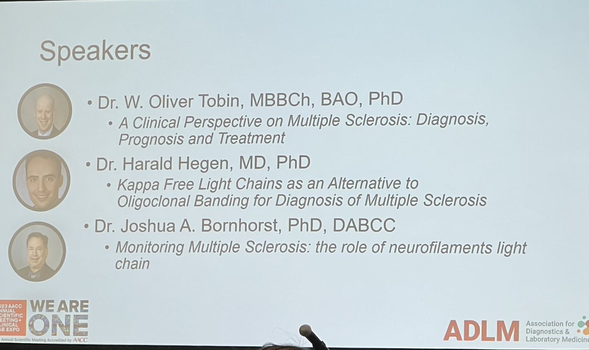 Join me now in room 209 - Multiple Sclerosis: Beyond Oligoclonal banding #AACC2023