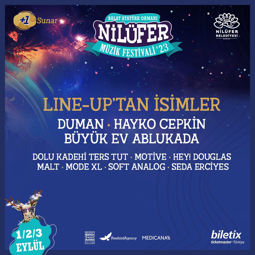Ve geyik ilk isimleri fısıldadı!
Biletler biletix’te!
#NilüferFest #artıbir