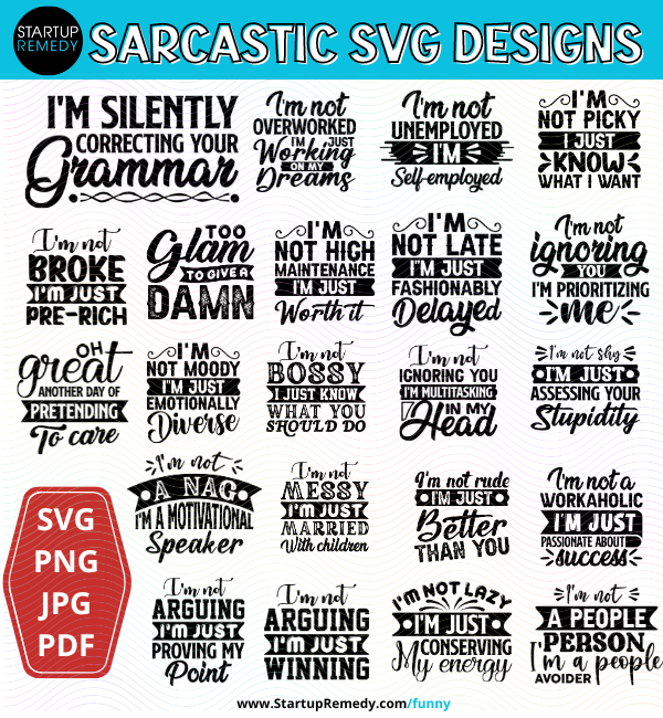 😂🌟 Get ready to laugh out loud with our Sarcastic and Funny SVG Digital Download images! 🌟😂

🎁 Perfect for crafting, gifts, apparel, and more! 

🛒 Shop now:startupremedy.com/funnysvg

#SarcasticSVGs #FunnyCrafts #CreativeHumor #LimitedTimeOffer #CraftingSale #FunnySVG #Cricut