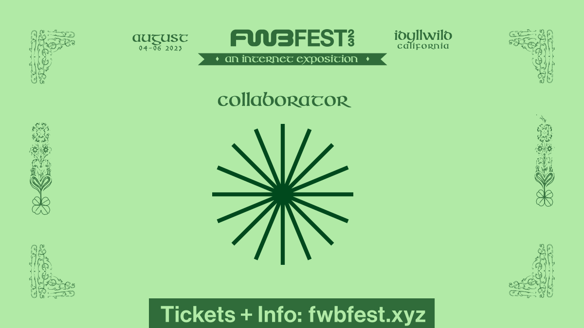 Over the last few months, we've been heads down building for the next wave of web3 applications.

We're ready to share more, starting at <a href="/FWBtweets/">Friends With Benefits</a> FEST ‘23 next week. Join our session Saturday.

Tickets: fwbfest.xyz
Discount code (25%): Syndicate
