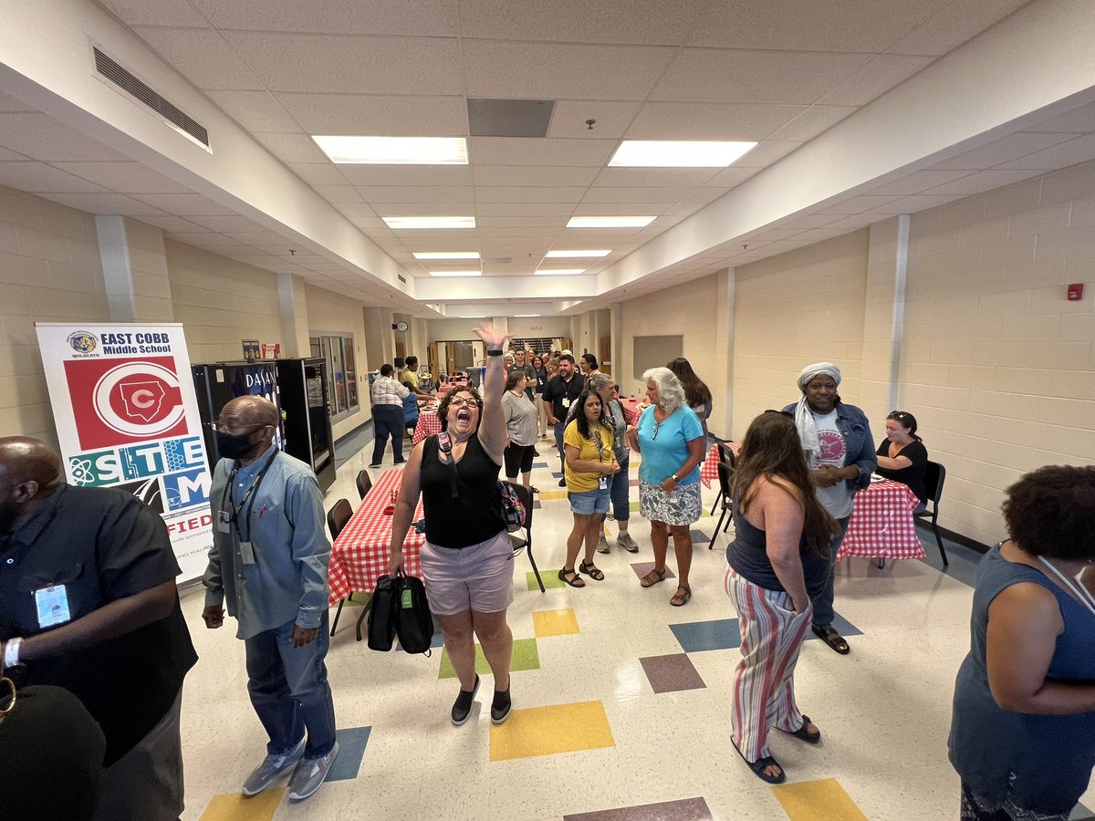 It’s an East Cobb Middle School family reunion at our first day of preplanning cookout!  #wildcatreunion #lovetoleadhere @ECMSprincipal <a href="/DrSheppardFloyd/">Dr. Nicole Sheppard</a>