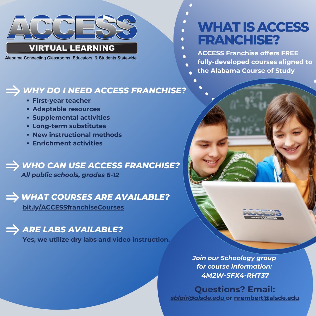 ACCESS_ALSDE's tweet image. ACCESS Franchise is a wonderful resource for Alabama educators! #accessalsde #alsdeedtech