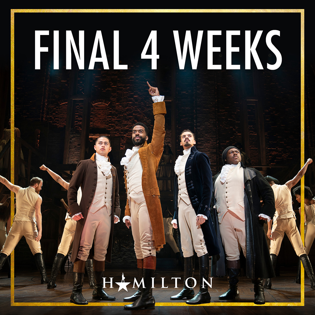 Mirvish's tweet photo. See it 🎶One Last Time🎶
#HamiltonTO must close Aug 20.  Get your tickets now https://t.co/KcGpQuKp1i https://t.co/idTaDP16XV