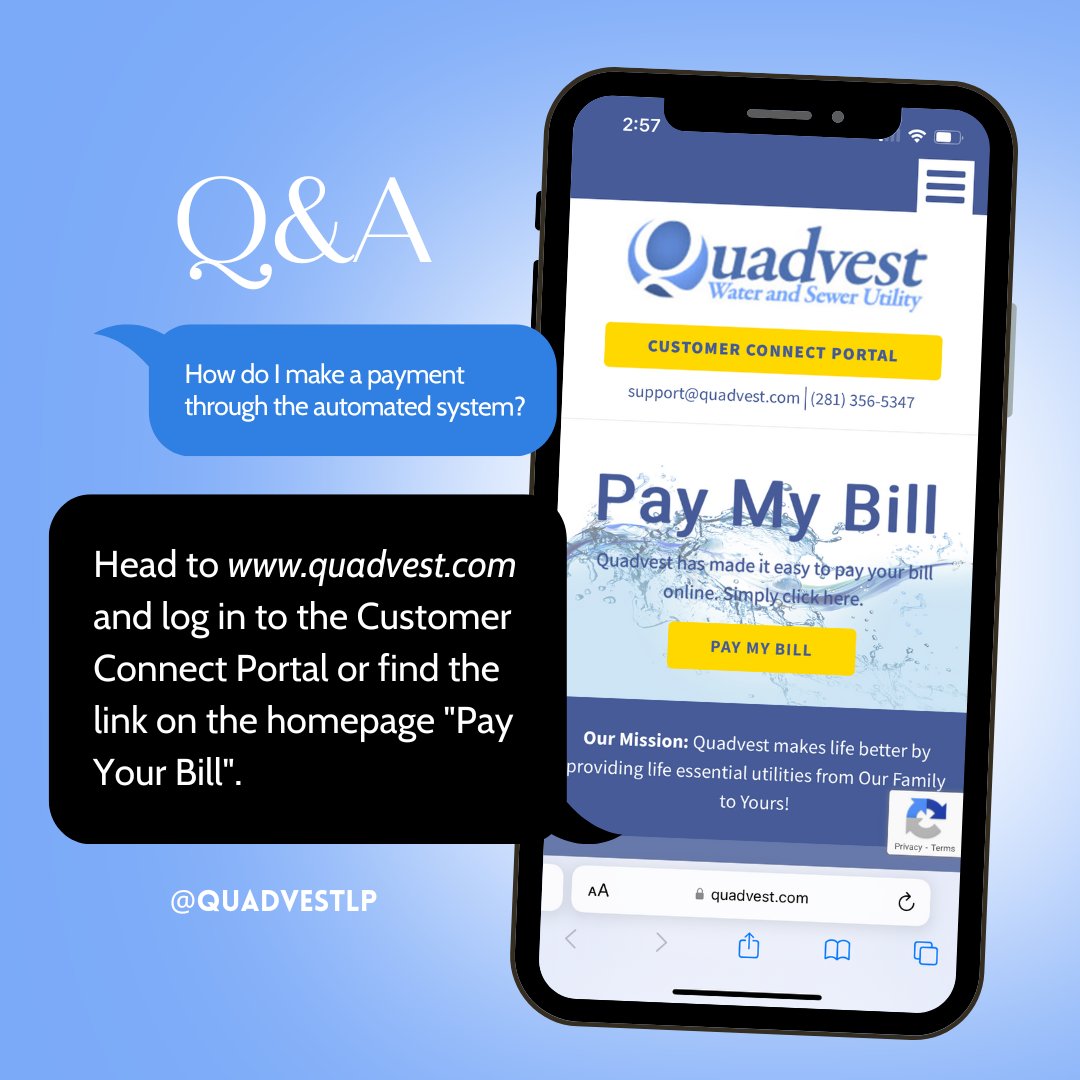 Quadvest's tweet image. Stop chasin' paper - go digital! Easily pay your bills online and sign up for AutoPay for extra convenience ✌Head to our website for more details on understanding and paying your bill #quadvest #paymybill