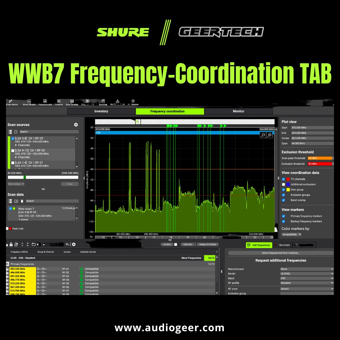GeerTech's tweet image. #Shure's Wireless Workbench 7 (#WWB7) software is ready for you to download! Discover the power of Efficient Show Pack Management, Enhanced zone management, WWB Scan Library, &amp;amp; other unique features. 
ow.ly/ngrM50PiEvf

#GeerTalk #ProAudio #ProAV #ProAVL #SoundExtraordinary