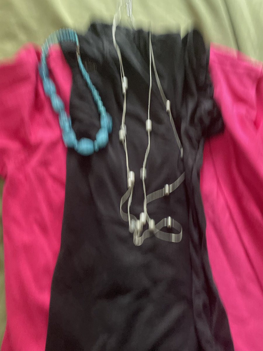 Blurry photo for wardrobe expertise from my stylists (= sisters) for a media interview with @amanpourcopbs after my recent <a href="/nytimes/">The New York Times</a> piece with <a href="/NPRMichel/">Michel Martin</a> . 

(We went with the silver necklace) 

Interview to air sometime next week - I’ll report back when I know more about timing!