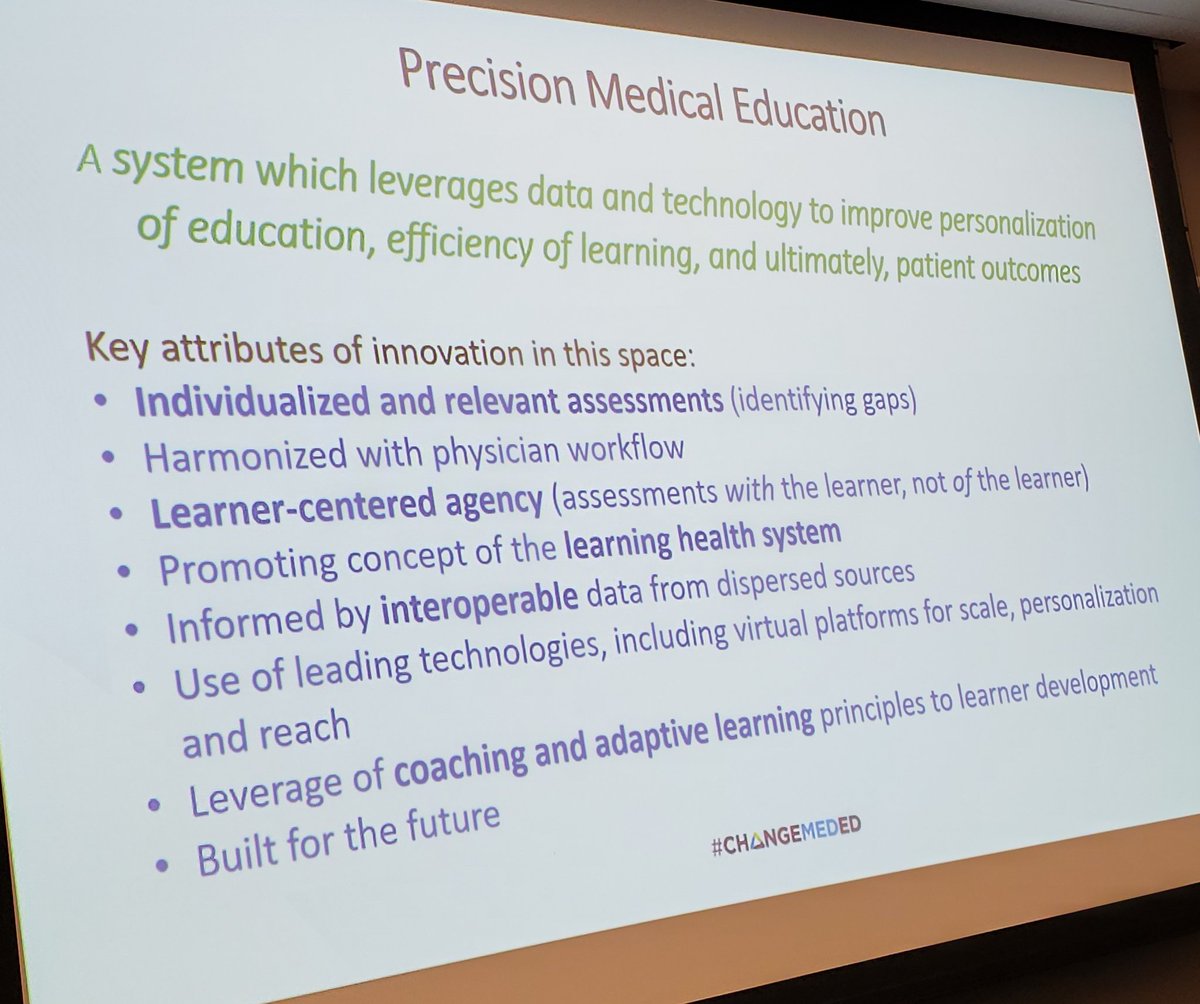 #UMEtoGME meeting digging in to precision education. Bold idea...truly interesting concept. Also, daunting to consider implementing @AmerMedicalAssn #meded