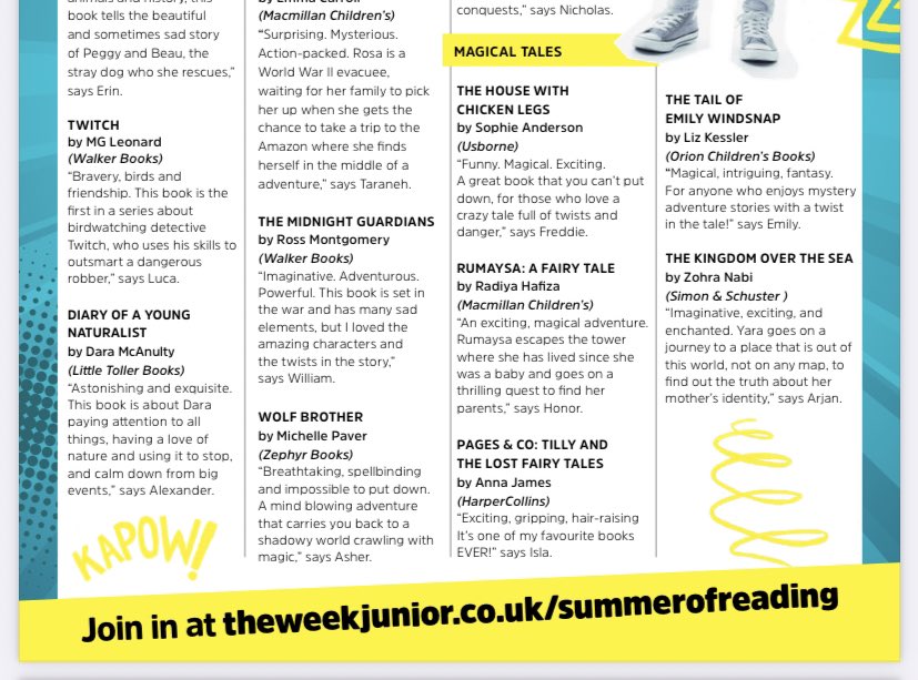 So happy to see Kingdom over the Sea on @theweekjunior summer of reading list! (Alongside some faves!) Love this review from Arjan 😊 

theweekjunior.co.uk/summerofreading