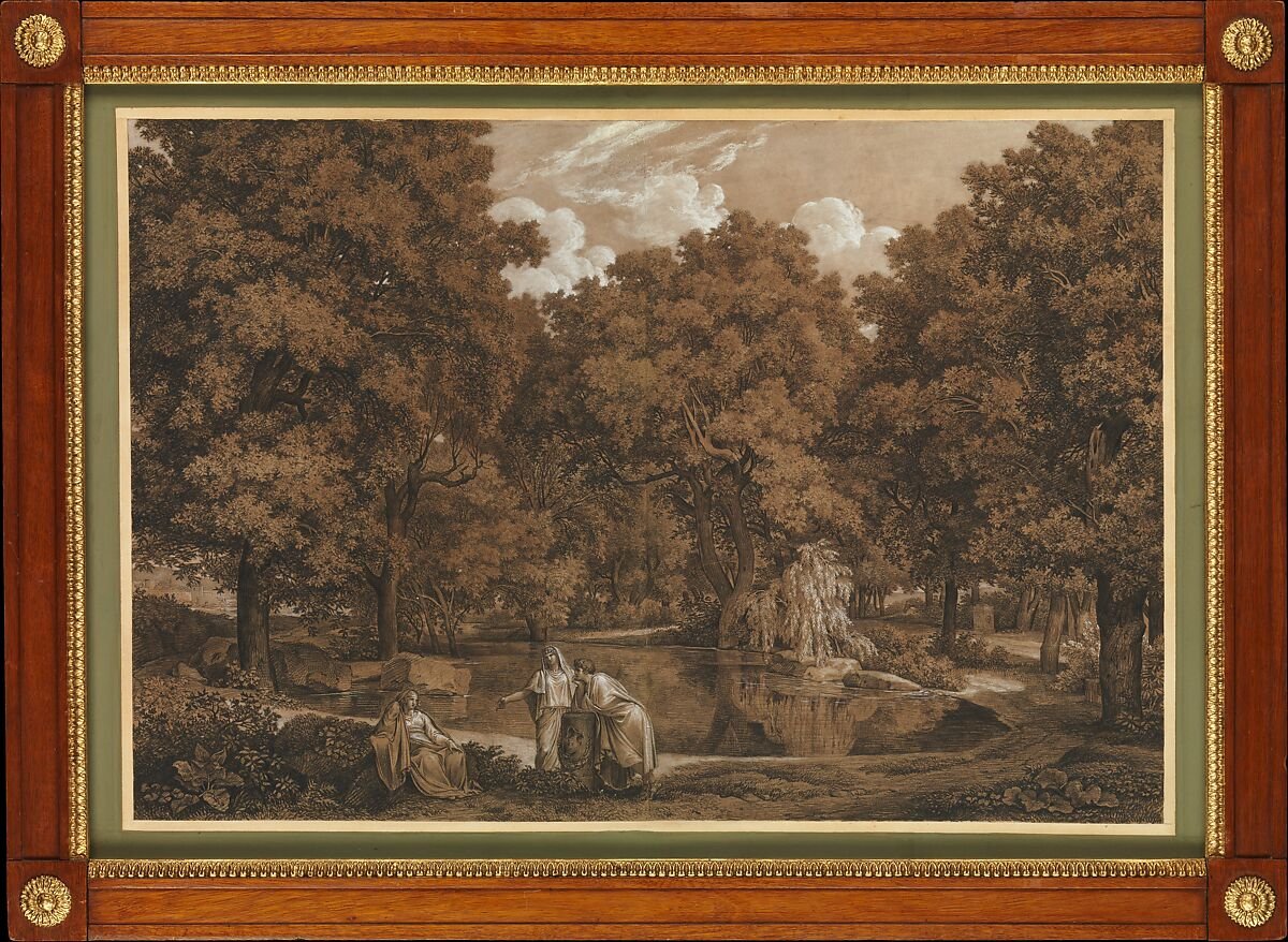 'Paysage arpréadien avec trois figures dans un lac Johann Christian Reinhart (allemand, Hof 1761-1847 Rome).' MET.