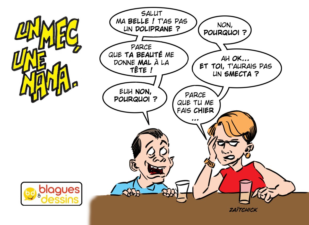 BlaguesDessins's tweet photo. Le #DessinDePresse de Zaïtchick : Un mec Une nana #478
Retrouvez les dessins de Zaïtchick sur : https://t.co/VQNx0gcoo7
#DessinDeZaitchick #ActuDeZaitchick #Humour #UneNanaUnMec #UnMecUneNana #VieDeCouple
#Couple #HommeFemme #FemmeHomme #Doliprane #Smecta https://t.co/e3yzyqECAA