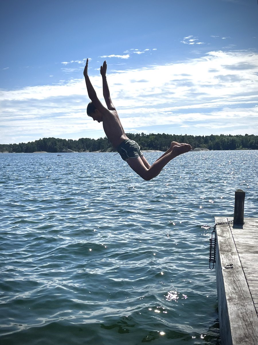 No updates from me.
I’m allowing myself the incredible happiness of focusing only on my kids. Summer in the Stockholm archipelago with “lagom” warm water &amp; the incredible luxury of spending a couple of weeks with family.
I wish you all a wonderful summer!☀️
(My son in the photo)