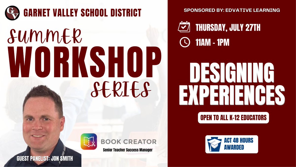 I hope you join us & @GarnetValleySD dynamic workshop, 'Designing Experiences,' with @theipodteacher. Uncover innovative approaches to foster immersive learning.  Get ready to transform your teaching practices! Register now: bit.ly/43WeEMV  #EdTech #Workshop