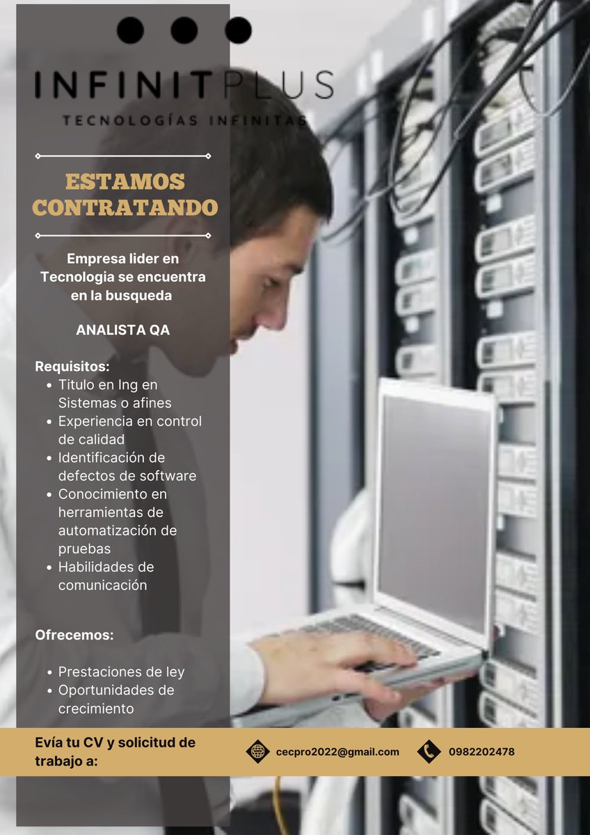 peluzaSv6's tweet photo. Vacantes laborales para la cuidad de Quito porfavor compartir #Quito #sistemas #TrabajoSíHay #analista https://t.co/LGINkP6p93
